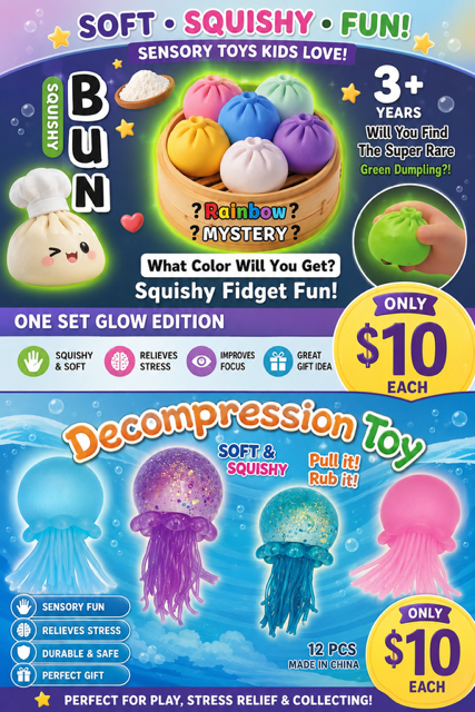 SQUISHY DUMPLINGS AND OCTOPUS GLOW IN THE DARK